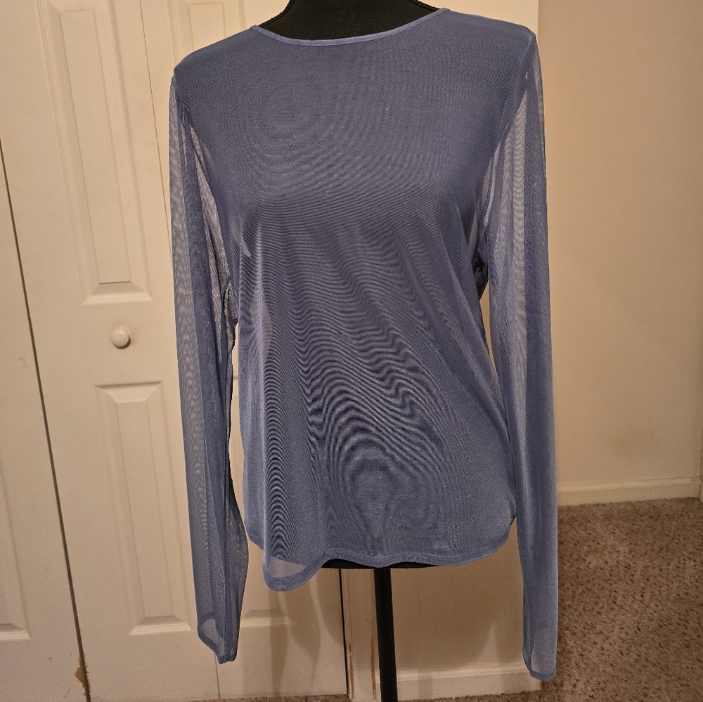 American Eagle Sz XXL Blue Mesh Long Sleeve Top
